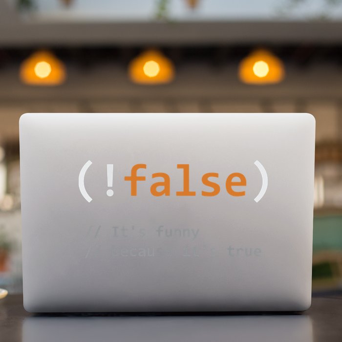 Funny False Its Funny Because Its True Programmer Joke Permanent Decal Sticker