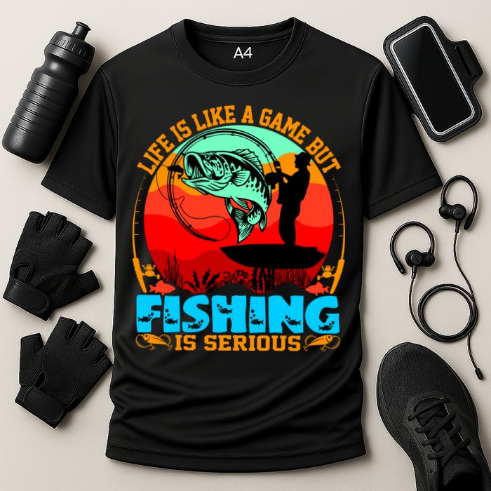 Funny Fishing Is Serious Cooling Performance Crew T-Shirt