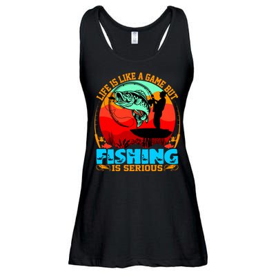 Funny Fishing Is Serious Ladies Essential Flowy Tank