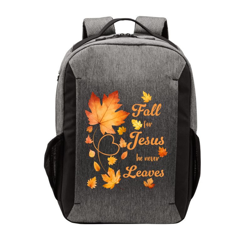 Fall For Jesus He Never Leave Beautiful Fall Leaves Vector Backpack