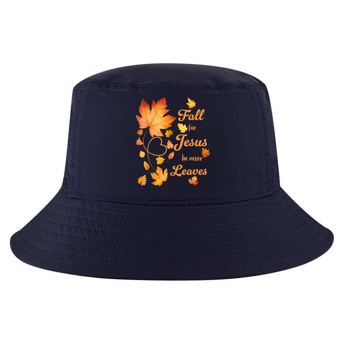 Fall For Jesus He Never Leave Beautiful Fall Leaves Cool Comfort Performance Bucket Hat