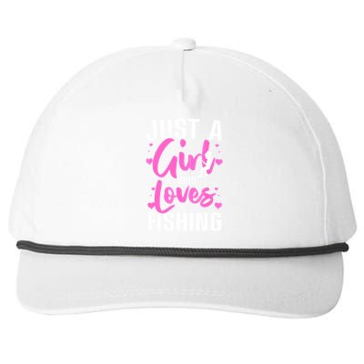 Funny Fishing Just A Girl Loves Fishing Gift Snapback Five-Panel Rope Hat