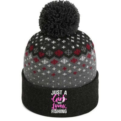 Funny Fishing Just A Girl Loves Fishing Gift The Baniff Cuffed Pom Beanie