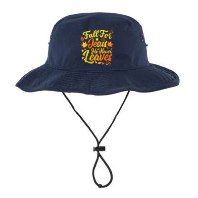 Fall For Jesus He Never Leaves Funny Fall Autumn Christian Bucket Hat