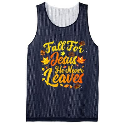 Fall For Jesus He Never Leaves Funny Fall Autumn Christian Mesh Reversible Basketball Jersey Tank