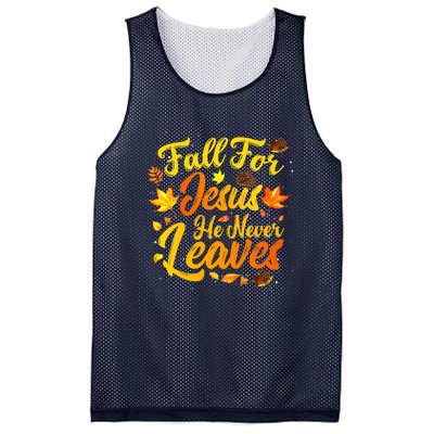 Fall For Jesus He Never Leaves Funny Fall Autumn Christian Mesh Reversible Basketball Jersey Tank