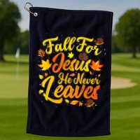 Fall For Jesus He Never Leaves Funny Fall Autumn Christian Golf Towel