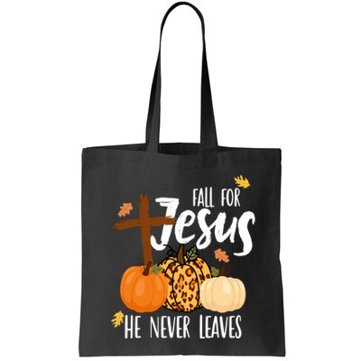 Fall For Jesus He Never Leaves Cross Pumpkin Bag