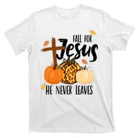 Fall For Jesus He Never Leaves Cross Pumpkin T-Shirt