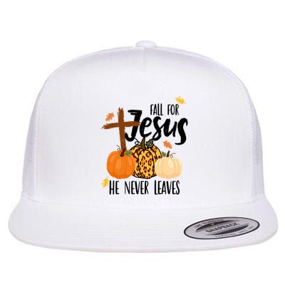 Fall For Jesus He Never Leaves Cross Pumpkin Flatbill Hat