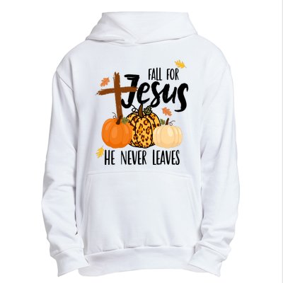 Fall For Jesus He Never Leaves Cross Pumpkin Urban Pullover Hoodie