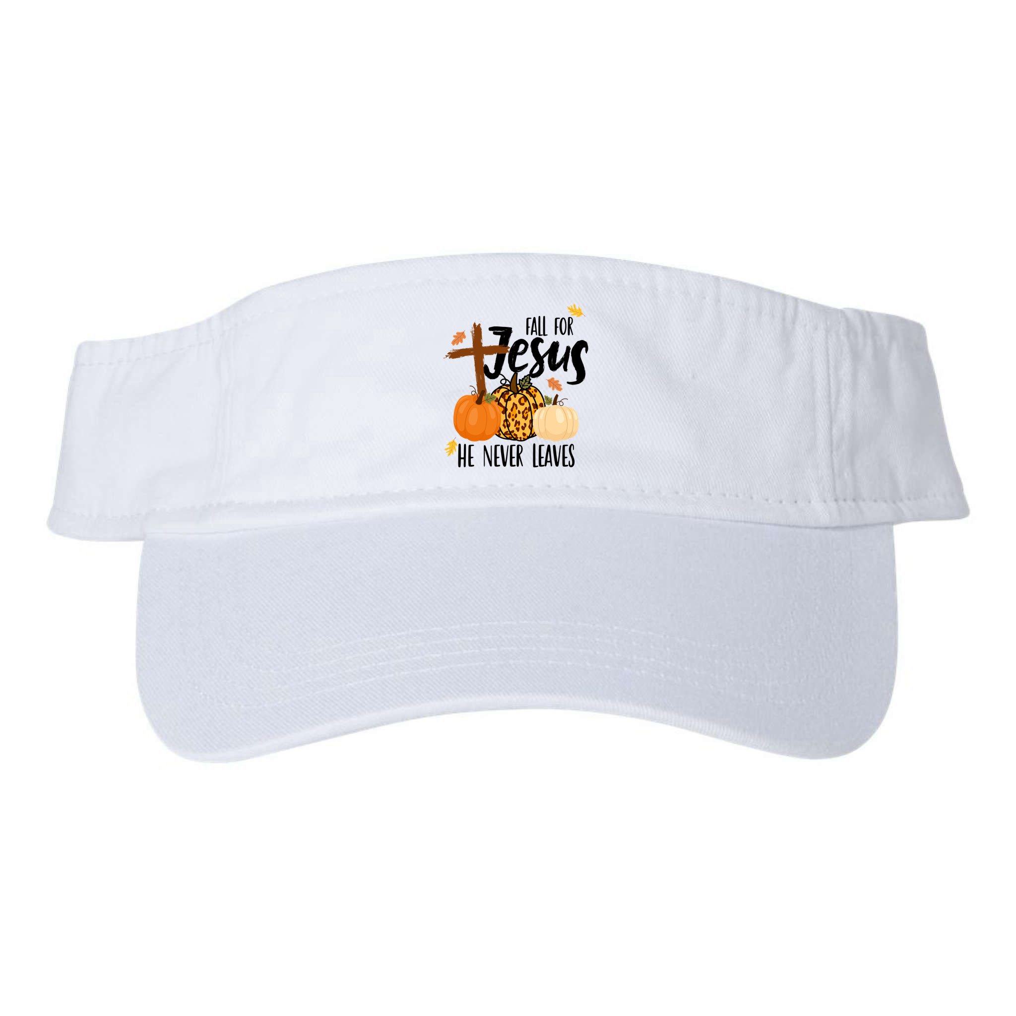 Fall For Jesus He Never Leaves Cross Pumpkin Visor