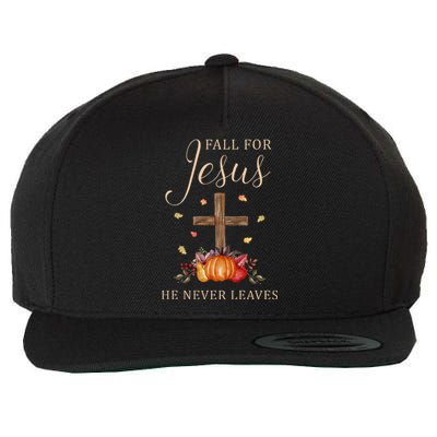 Fall For Jesus He Never Leaves Autumn Thanksgiving Wool Snapback Cap