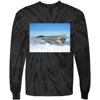 F14 Fighter Jet Tie-Dye Long Sleeve Shirt