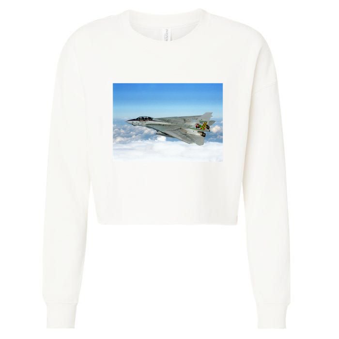 F14 Fighter Jet Cropped Pullover Crew