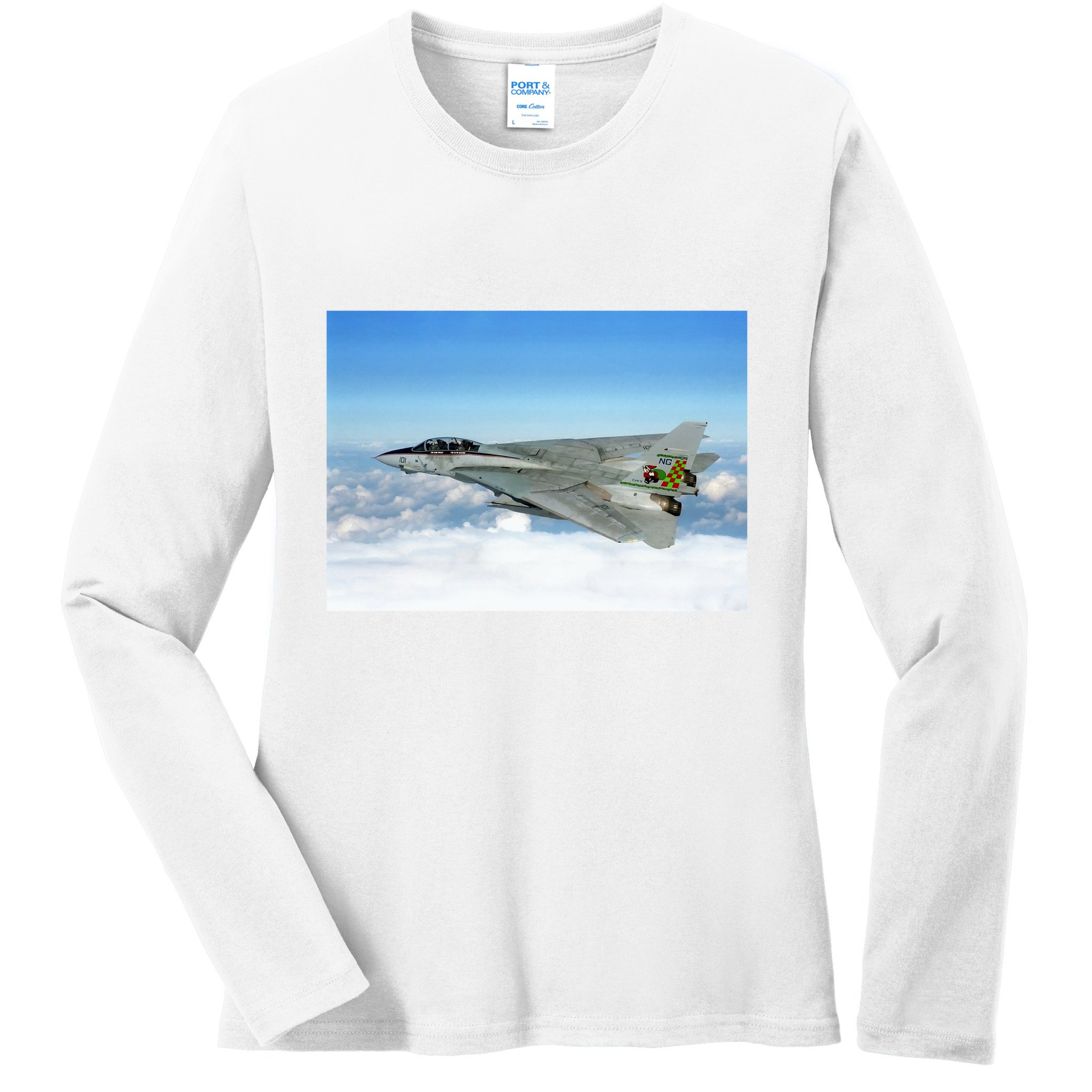 F14 Fighter Jet Ladies Long Sleeve Shirt