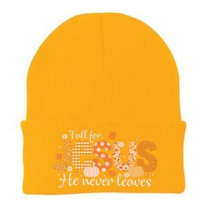 Fall For Jesus He Never Leaves Christian Thanksgiving Knit Cap Winter Beanie