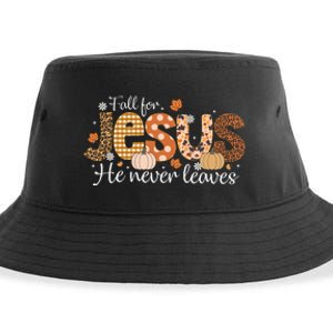 Fall For Jesus He Never Leaves Christian Thanksgiving Sustainable Bucket Hat