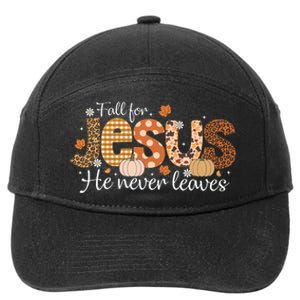 Fall For Jesus He Never Leaves Christian Thanksgiving 7-Panel Snapback Hat