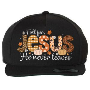 Fall For Jesus He Never Leaves Christian Thanksgiving Wool Snapback Cap