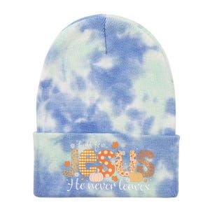 Fall For Jesus He Never Leaves Christian Thanksgiving Tie Dye 12in Knit Beanie