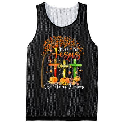 Fall For Jesus He Never Leaves Pumpkin Thanksgiving Mesh Reversible Basketball Jersey Tank