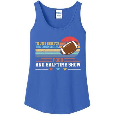 Funny Football Just Here For Food Commercials Halftime Show Gift Ladies Essential Tank