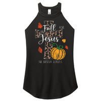 Fall For Jesus He Never Leave Pumpkin Thanksgiving Christian Women’s Perfect Tri Rocker Tank