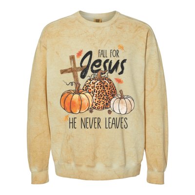 Fall For Jesus He Never Leaves Christian Thanksgiving Dinner Colorblast Crewneck Sweatshirt