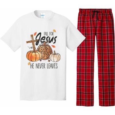 Fall For Jesus He Never Leaves Christian Thanksgiving Dinner Pajama Set