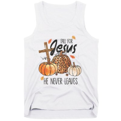 Fall For Jesus He Never Leaves Christian Thanksgiving Dinner Tank Top