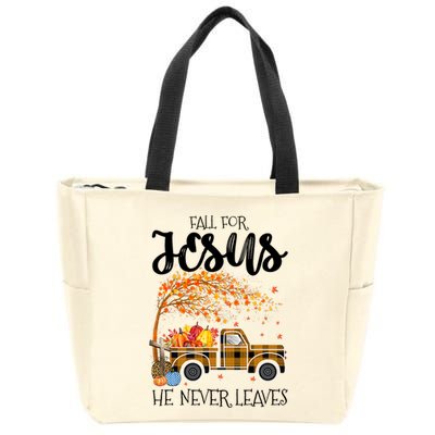 Fall For Jesus He Never Leaves Thanksgiving Cross Jesus Zip Tote Bag