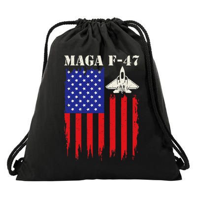 F47 Fighter Jet F-47 Jet Fighter Aircraft Us Flag Vintage Drawstring Bag