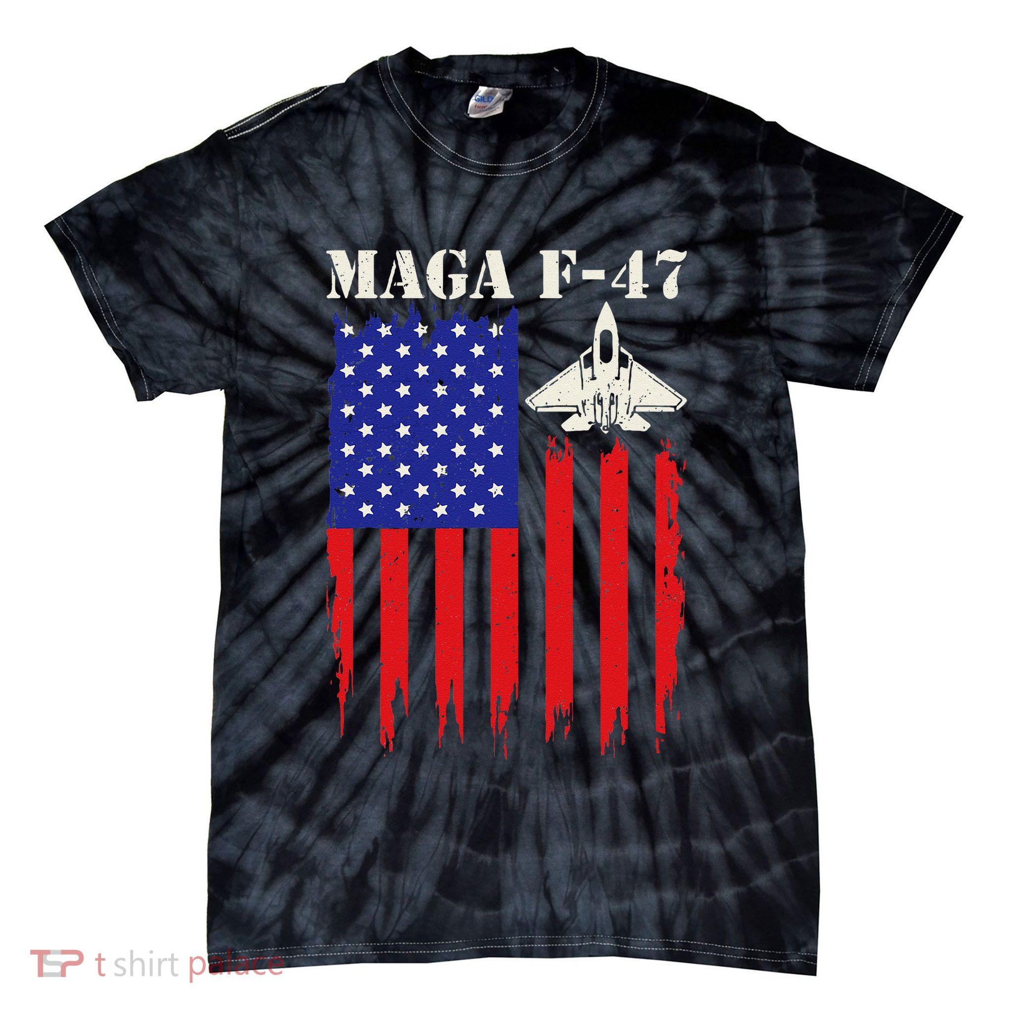 F47 Fighter Jet F-47 Jet Fighter Aircraft Us Flag Vintage Tie-Dye T-Shirt