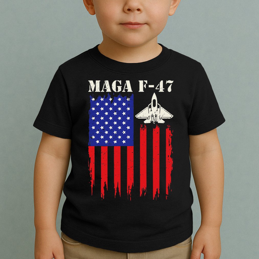 F47 Fighter Jet F-47 Jet Fighter Aircraft Us Flag Vintage Toddler T-Shirt