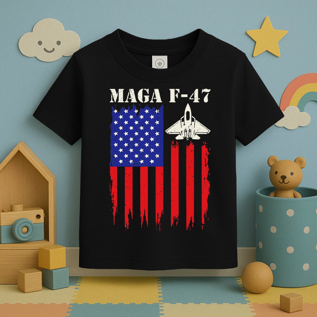 F47 Fighter Jet F-47 Jet Fighter Aircraft Us Flag Vintage Toddler T-Shirt