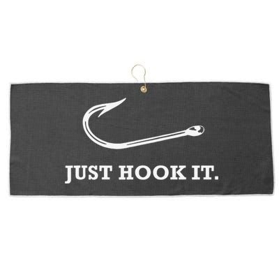 Funny Fisherman Just Hook It Large Microfiber Waffle Golf Towel