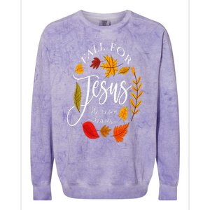 Fall For Jesus He Never Leaves Pumpkin Thanksgiving Colorblast Crewneck Sweatshirt