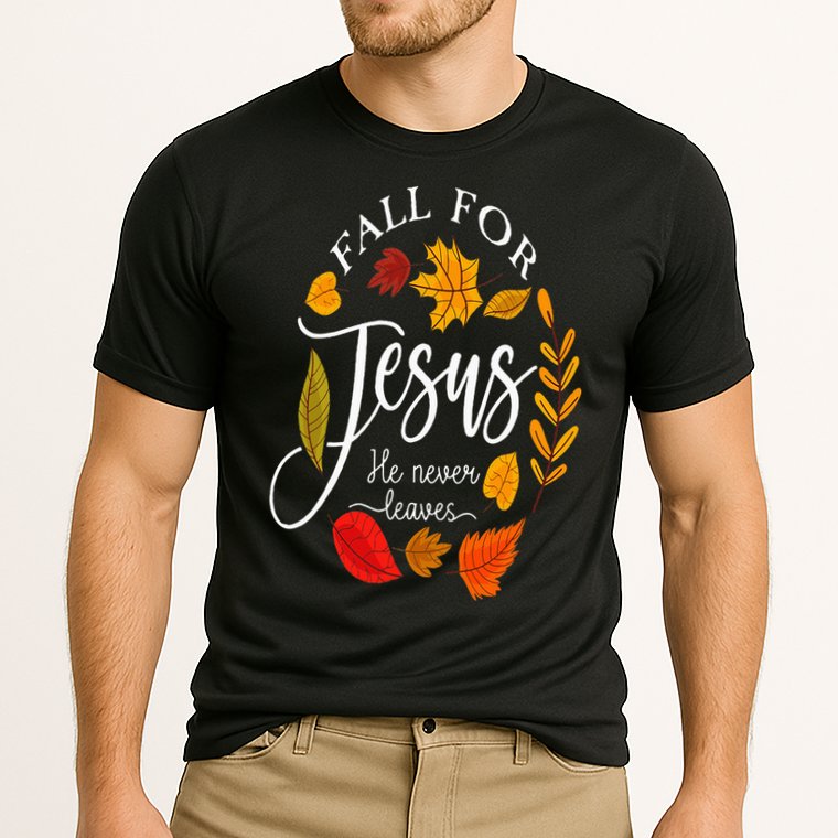 Fall For Jesus He Never Leaves Pumpkin Thanksgiving Cooling Performance Crew T-Shirt