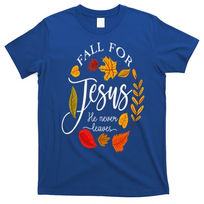 Fall For Jesus He Never Leaves Pumpkin Thanksgiving T-Shirt