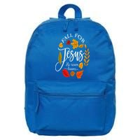 Fall For Jesus He Never Leaves Pumpkin Thanksgiving 16 in Basic Backpack