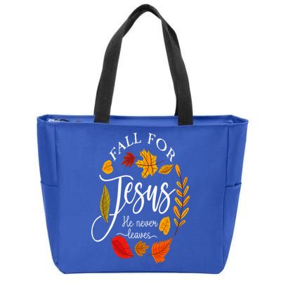 Fall For Jesus He Never Leaves Pumpkin Thanksgiving Zip Tote Bag