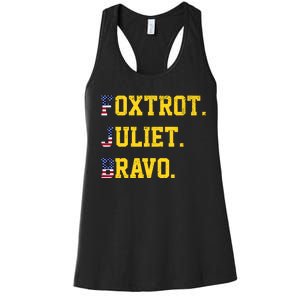 FJB Foxtrout Juliet Bravo USA Pro American America Women's Racerback Tank