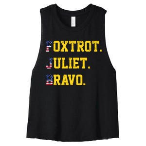 FJB Foxtrout Juliet Bravo USA Pro American America Women's Racerback Cropped Tank