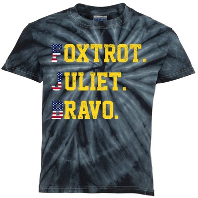 FJB Foxtrout Juliet Bravo USA Pro American America Kids Tie-Dye T-Shirt