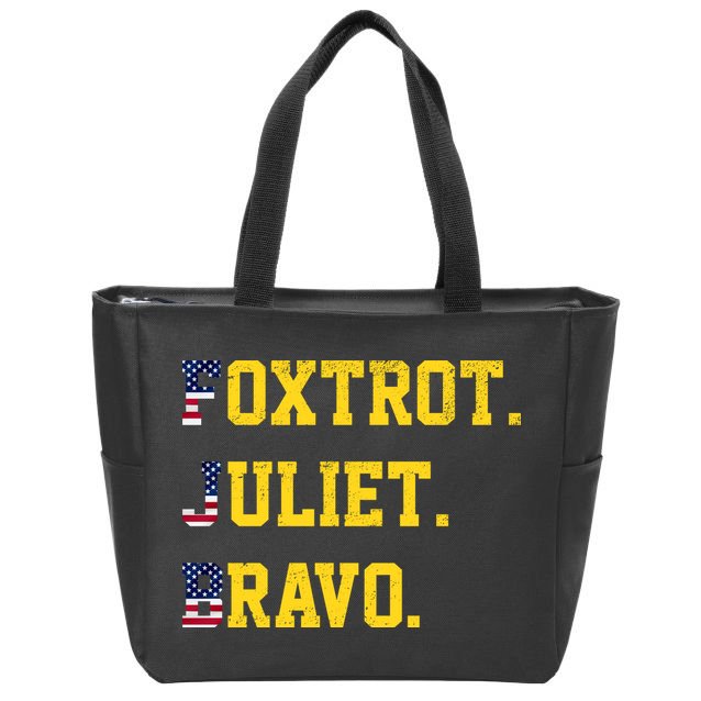FJB Foxtrout Juliet Bravo USA Pro American America Zip Tote Bag