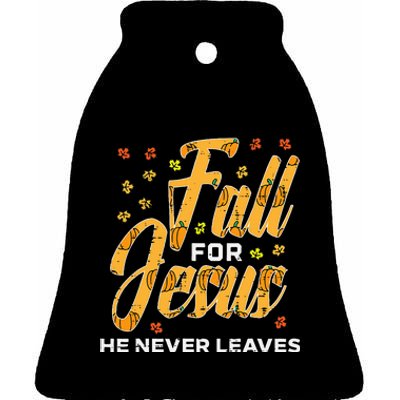 Fall For Jesus Thanksgiving Autumn Christian Kids Ceramic Bell Ornament