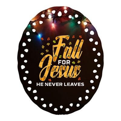 Fall For Jesus Thanksgiving Autumn Christian Kids Ceramic Oval Ornament