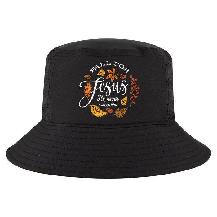 Fall For Jesus He Never Leaves Cool Comfort Performance Bucket Hat