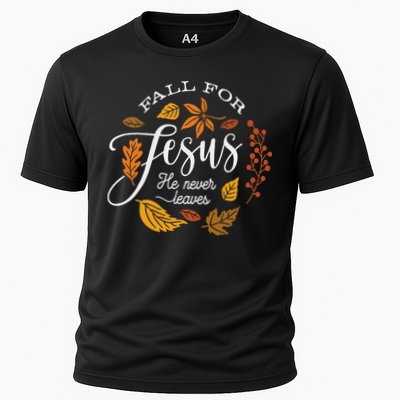 Fall For Jesus He Never Leaves Cooling Performance Crew T-Shirt